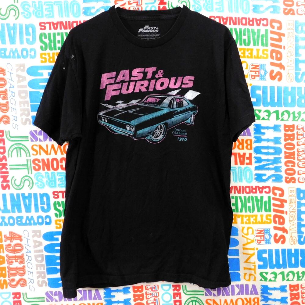 Fast And Furious Dodge Charger Graphic T Shirt Size L Black